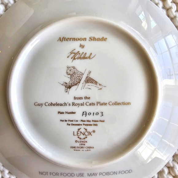 Lenox Collection Afternoon Shade Guy Coheleach Royal Cats Plate Leopard - Picture 7 of 13